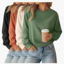 4 Pack Womens Long Sleeve Cropped Sweatshirts Crew Neck Loose Fit Pullover Thermal Tops Size, XS