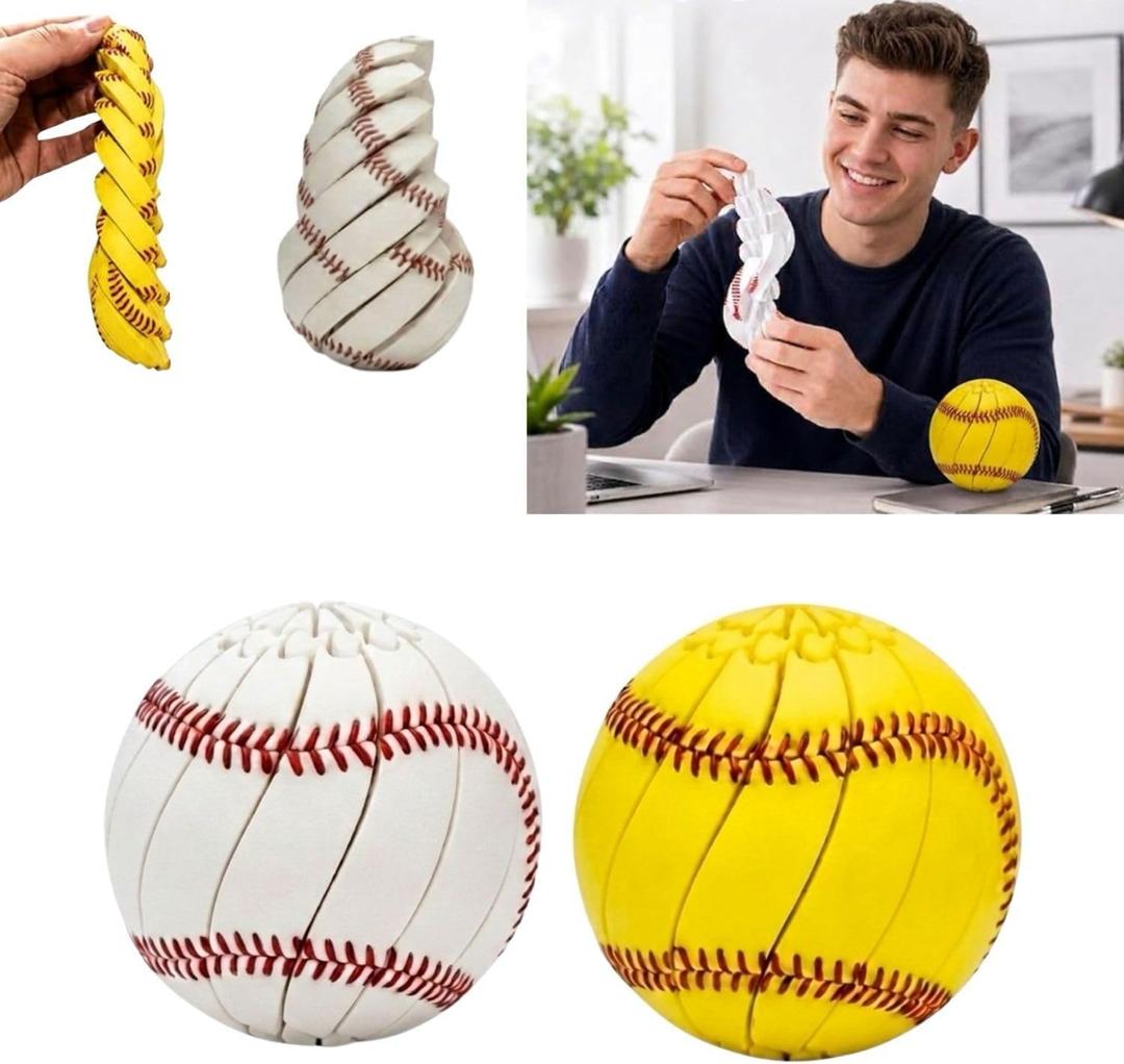 2-Pack Baseball Fidget Toys - 3D Printed Mini Stress Balls | Twist and Turn Desk Fidget - Baseball & Softball - Great for Home & Office