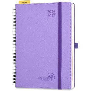 POPRUN 2026-2027 Academic Weekly Planner, 6.75" x 8.75" Horizontal Daily Book Calendar, July 2026 to June 2027, Softcover Appionment Book with Monthly Tabs, Spiral Bound, Inner-Pocket - Lavender