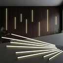 NeatiEase LED Recessed Lighting Kit for Wood Slat Wall Panel, 8 Pcs Self-Adhesive 3000K Warm LED Light with Smart Switch and Adjustable Brightness for Cabinet, Headboards, Stairs, Kitchen