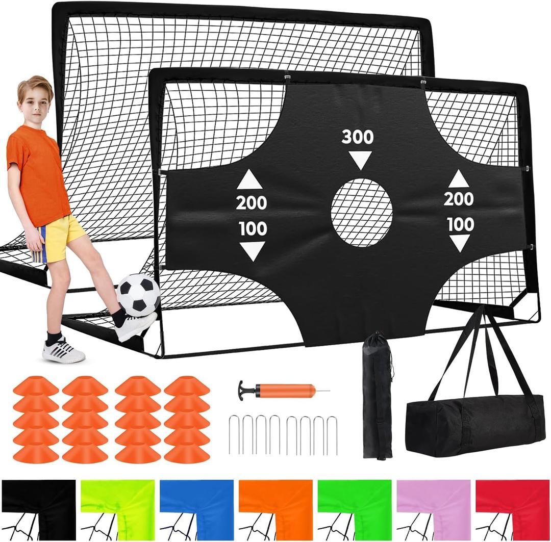 Portable Pop Up Soccer Goal - 6x4ft Backyard Training Equipment with Soccer Ball, Scoring Target Cloth, and Conesl,Fencing Training EquipmentBaseball & Softball Protective Screens (Black)