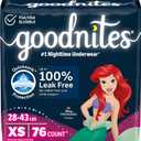 Goodnites Girls' Nighttime Bedwetting Underwear, Size Extra Small (28-43 lbs), 76 Ct (2 Packs of 38)