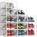 XXL 12 Pack Shoe Storage Box Clear Plastic Stackable Shoe Organizer