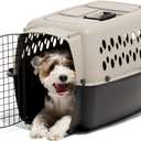 Petmate Vari Dog Kennel Portable Carriers & Crates for Smaller Dogs or Puppies and Pets 10 to 20 lbs, Airline-Friendly Plastic Pet Carrier Home and Travel, 24" Long, Taupe & Black, 24 x 16.7 x 14.5