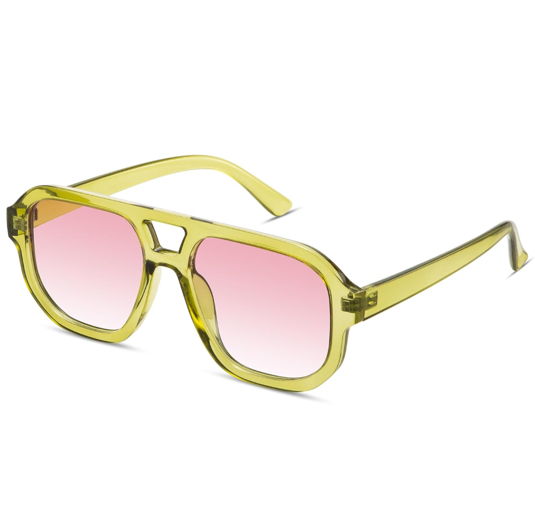 livho Trendy Polarized Square Aviator Sunglasses Women Men Square Eyewear Frame, Retro Sun Glasses for Women Men 2025 Shades