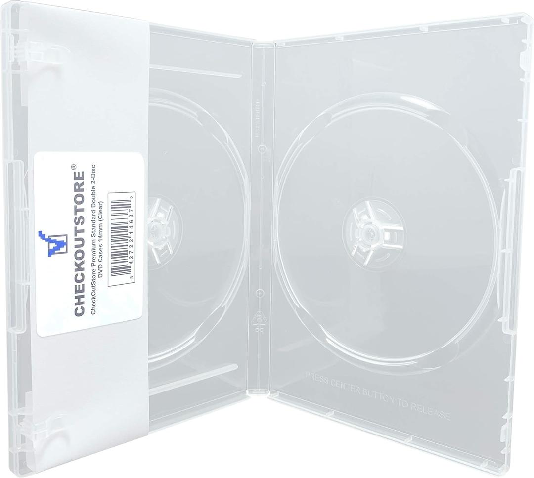 CheckOutStore (6) Premium Standard Double 2-Disc DVD Cases 14mm (Clear)