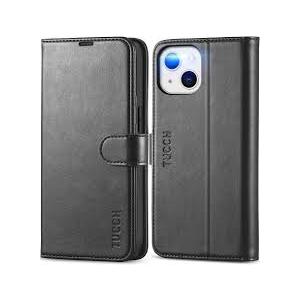 TUCCH Case Wallet for iPhone 13 (6.1") 2021, RFID Blocking 3 Card Holder Kickstand PU Leather Flip Folio, [Shockproof TPU Inner Shell] Phone Cover, Black