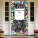 Composition Book for Back to School Classroom Door Decor First Day of School Door Backdrop Motivational Notebook Wall Banner Welcome Porch Background for Elementary Party Decorations Supplies