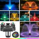 Pond Fountain Aerator with RGB Lights 110V, 15000GPH 1HP 750W Floating Fountain Pump with RGB Lights, Extra Dual Nozzles and 100ft Power Cord, Timer & Overheat Protection for Large Ponds/Lakes