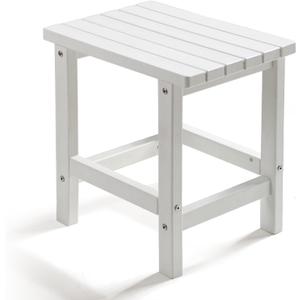 PASAMIC Adirondack Square Side Table, HDPE Outdoor Side Tables, Weather Resistant End Table for Patio, Backyard, Pool, Indoor Companion, Beach, Easy Maintenance (White)