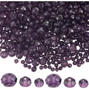 1 Box 795PCS Faceted Rondelle Glass Bead with Hole Purple Briolette Sparkle Color Luster Loose Spacer Charms Beads Bulk for Jewelry Making Bracelet Necklace Earrings DIY Crafts Supplies