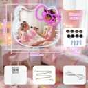 Anime Neon Sign Vanity, Bedroom Wall Mirror 16x14inch Large Size for Pink Room Decor, Makeup Mirror with Remote for Teen Girl Gifts for Birthday Christmas Halloween Thanksgiving Valentine's Day