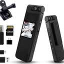 128GB Mini Body Camera with 180° Rotating Lens, 1080P HD Mini Body Cameras with Audio and Video Recording, Loop Record, 8 Hours Continuous Recording Camcorder for Security, Work, Travel