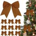 2 x 12Pcs Vintage Velvet Bows Christmas Tree Decorations,6 Inch Brown Xmas Ornaments for Tree Home Party Front Door Wreath Holiday Indoor Inside Decor