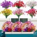 24 Bundles Artificial Flowers for Outdoor,No Fade Fake Plastic Flowers Faux Plants for Decoration Hanging Planters Indoor Outside Garden Porch Window Box Home Wedding Farmhouse (Mix 6 Colors)