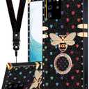 Loheckle for Samsung Galaxy A53 5G Case for Women, Designer Cases for Galaxy A53 5G Case with Ring Stand Holder and Lanyard, Stylish Bee Luxury Cover for Samsung A53 5G 6.5