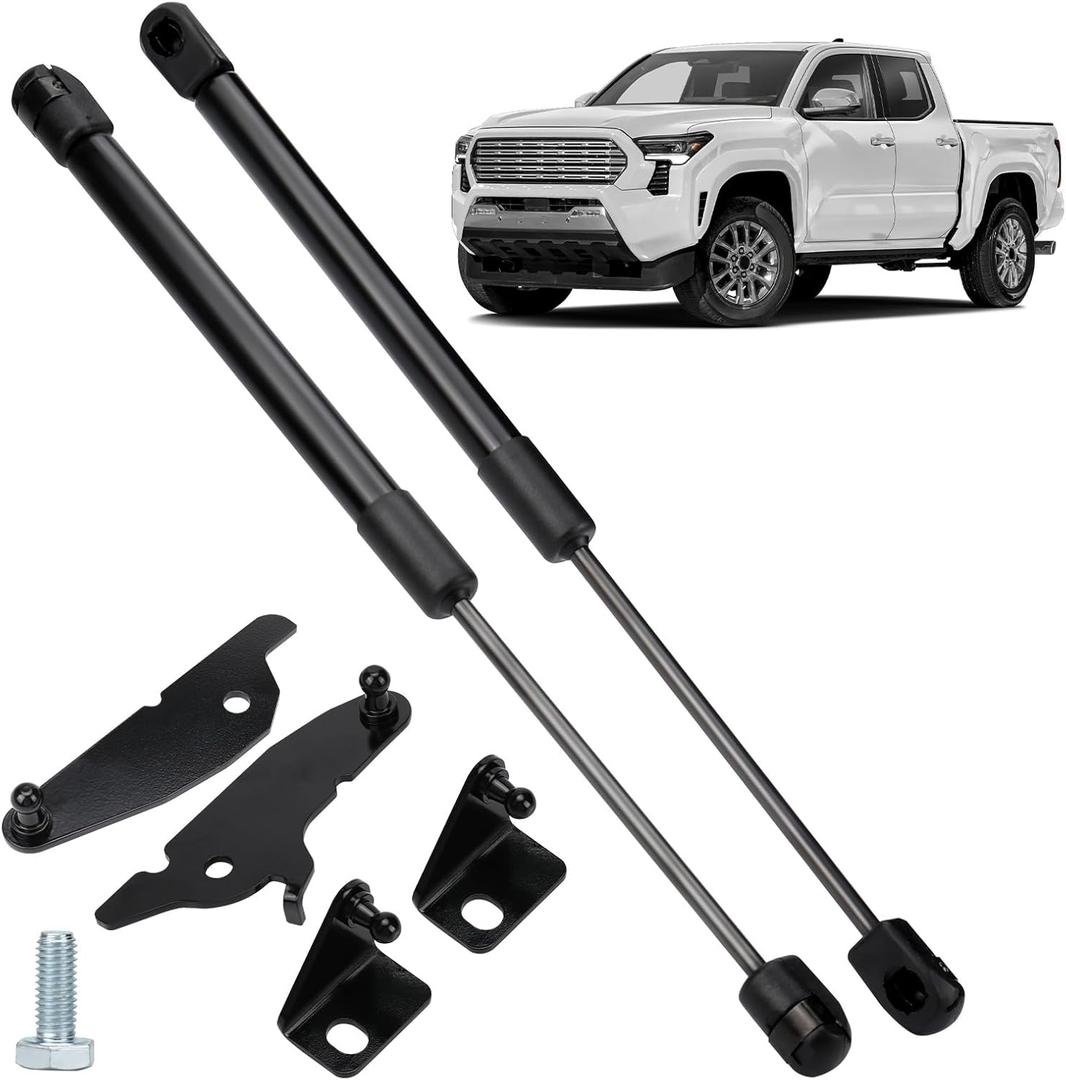 Premium Hood Struts for Toyota Tacoma 2024-2026/ 4Runner 2025 2026, No-Drill Bolt-On Gas Spring Lift System, Heavy-Duty 3mm Steel Brackets + Black Powder Coat