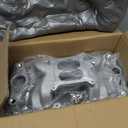 2026 7501 Intake Manifold Aluminum Performance Dual Plane Air-Gap Compatible with Chevy Small Block SBC 1955-86 262 265 267 283 302 305 307 327 350 400 V8 Engine, Silver