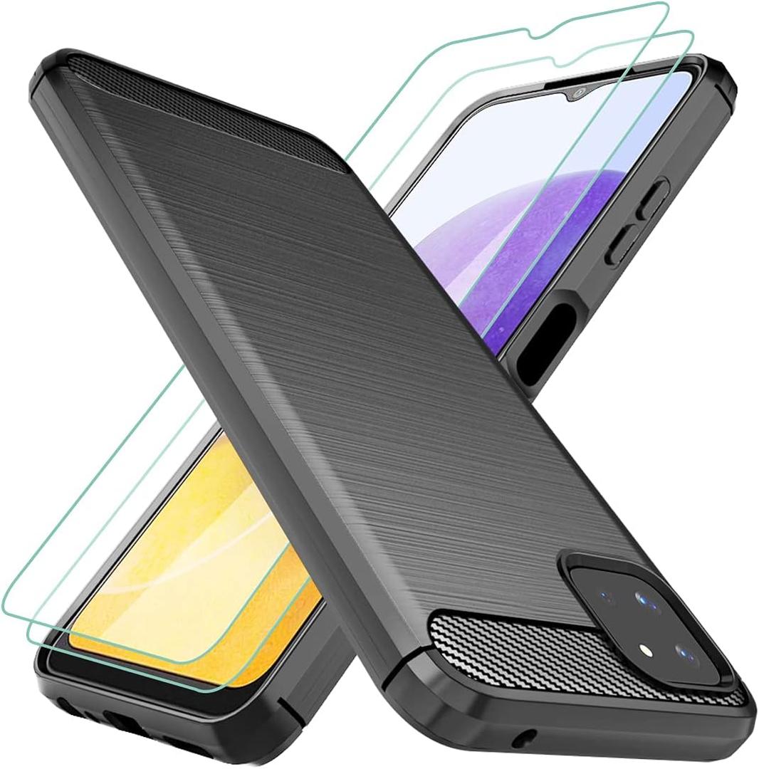 Osophter for Galaxy A22 5G Case, Boost Celero 5G Case with Screen Protector Shock-Absorption Flexible TPU Rubber Protective Cell Phone Cover for Boost Celero 5G(Black)