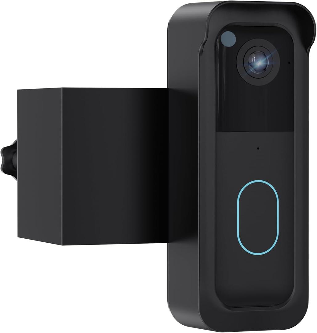 TECKNET No-Drill Mount for Blink Video Doorbell 1st & 2nd Gen, Anti-Theft Security Bracket with Rain Cover, Unobstructed View & Sensor, Easy Apartment Installation,Black