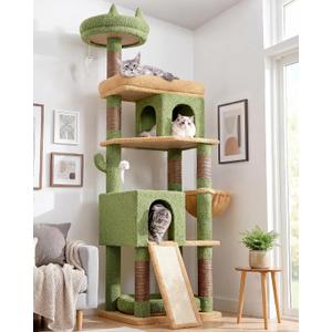 Globlazer S72 Heavy Duty Cactus Cat Trees for Large Cats 20 lbs+, Green
Sturdy 72in Maine Coon Cat Tree Tower for Adult Biggest Cat with 6 Scratching Posts, Hammock