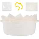 OIAHOMY Gift Basket with Handle, 15.4"x 11.4"x 6.7" Woven Basket with Gift Bag, Ribbon and Wrap Tissue Paper, Nursery Bins Empty to Fill with Towels, Baby, Pet Toy Organizer - White