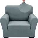 ZNSAYOTX 1 Piece Jacquard Chair Slipcovers for Living Room High Stretch Chair Covers with Arms Anti Slip Pets Friendly Couch Sofa Armchair Cover Furniture Protector (Small, New Pattern Light Grey)