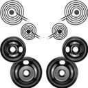 Black Burner Drip Pan Bowls 5304430149(6")5304430150(8") and Electric Stove Burners MP15YA(6") MP21YA(8") Compatible for Frigi-daire Ken-more Cro-sley Tap-pan etc Stove by MIFLUS