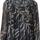 Cable & Gauge Pleated Blouse with Smocking (Small, Dot Leaves)