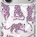 MOSNOVO for iPhone 17 Pro Case | Compatible with Magsafe | Military Grade 6.6ft Drop Tested | Camera Control | Clear with Pink Leopard Design