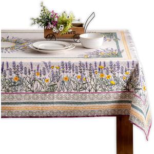 Maison d' Hermine Table Cloth Rectangle Table 100% Cotton 60 x 120 Inches Tablecloth Reusable Decorative for Dining Kitchen Room Farmhouse Home Gifts for Mothers Day Spring Summer - Fanny Lavender