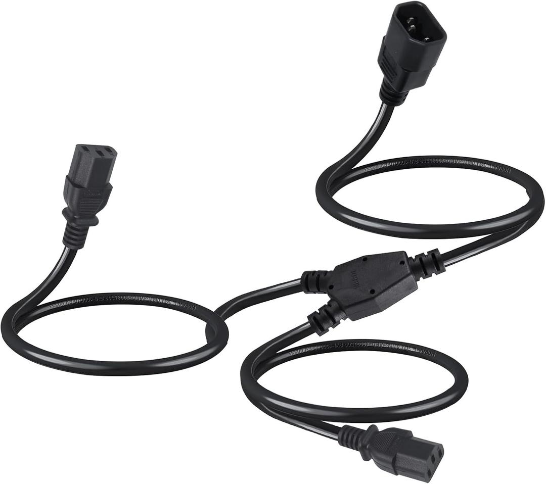 C14 to 2 X C13 Y Splitter Power Cord, 6FT IEC 320 C14 Male to Dual IEC 320 C13 Female Splitter 2 Ways PDU UPS Extension Power Cord 250V/10A