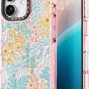 for iPhone 16 Case Cute - Durable Shockproof 6.6 ft Drop Impact Phone Case - Funny Blue Spring Design (6.1") Glitter Pink
