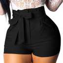 GOBLES Women's Summer Casual High Waist Zipper Closure Shorts with Pockets (Medium, Black)