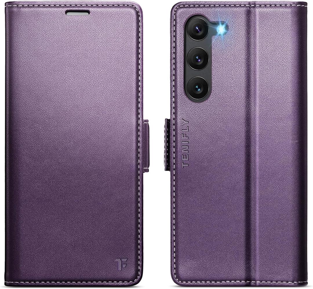 for Samsung Galaxy S23 Case Wallet with RFID Blocking Card Holder, PU Leather Kickstand Protective Flip Phone Cover Fit for Galaxy S23 6.1", Purple