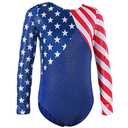 Gymnastics Leotards for Toddler Girls Patriotic Sparkle Red Blue Athletic Dancewear B146_US_6A, Size: 7-8 Years