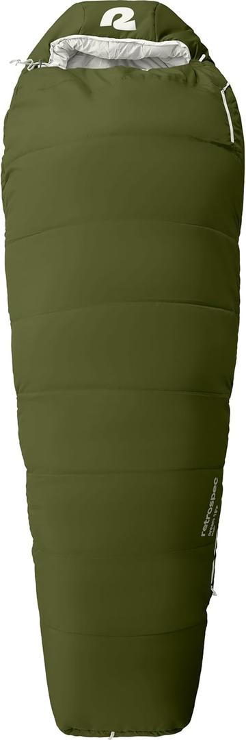 Retrospec Dream 15 Mummy Sleeping Bag - Insulated, Water-Resistant, Adjustable for Cold Weather Camping