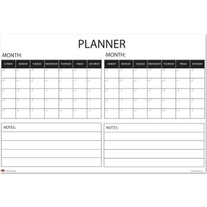 Wall Calendar Large Wet & Dry Erase Laminated Two Month Wall Planner, Size 36" x 24" (Tube shipping)