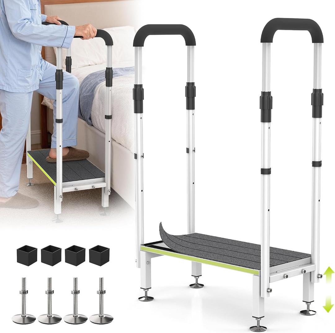 RV Step Stool with Handrails, 1 Step Stool with Handle for Elderly