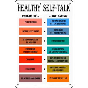 Healthy Self-Talk Metal sign decorations suitable for living rooms, farms, children's exclusive spaces 12 * 8 inches (As Picture 5)