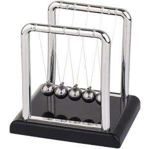 Newtons Cradle Balance Balls,Pendulum Balls with Black Base,Newtons Cradle Pendulum,Desk Decor for Men,Physics Toys,Metal Creative Ornament Crafts,Mind Bending Desk Sculpture (Black 5 Balls)