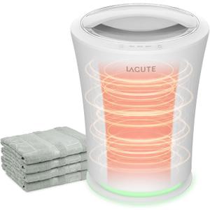 Lagute Towel Warmer for Bathroom, 3-Level Timer, Warning Alarm & RGB Light, Auto Shut-Off, 20L Heating Bucket for Bathrobe, Blanket, Ideal for Gifts, White
