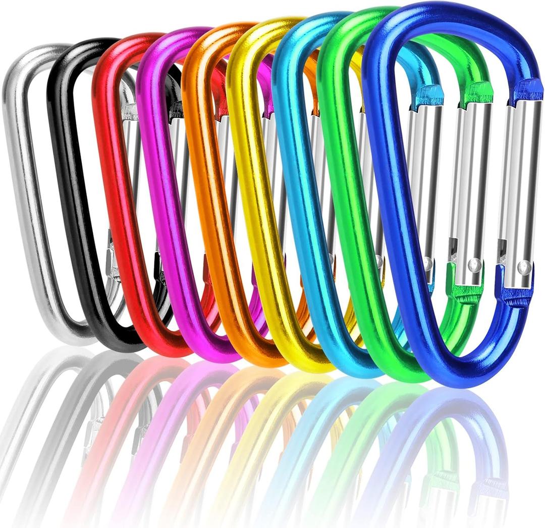 Carabiner Clips, Upins Aluminum Locking Spring Hook Keychain D Shape Heavy Duty Buckle Pack Carabiners Clip Lock Snap Hooks Backpack Clip (3")