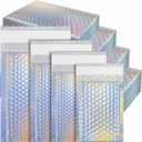 Henoyso 100 Pcs Bubble Mailer 4 Sizes Self Adhesive Waterproof Padded Envelopes Cushioning Seal Bubble Shipping Envelopes for Mailing Packaging Small Business Packing Supplies (Laser)