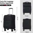 LIGHTGO 20" Carry On Softside Luggage, Ultra Light, TSA Lock Black, 20in