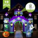 ZPISF Halloween Inflatables Giant 12.5 FT Haunted House Castle Archway Outdoor Decorations, Large Halloween Arch Blow Up Yard Decorations for Front Lawn Garden Decor