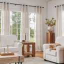 jinchan Ivory Linen Textured Curtains 90 Inches Long for Living Room Grommet Top Light Filtering Window Drapes for Bedroom 2 Panels