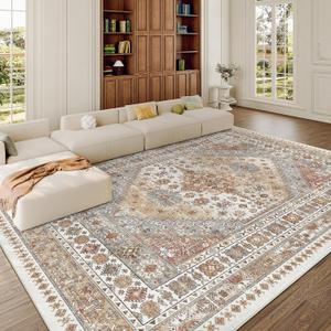 zesthome 10x12 Area Rugs,Stain Resistant Washable Rug,Ultra-Thin Rugs for Living Room,Bedroom,Non-Slip Backing Home Decor Large Area Rug (Orange,10'x12')