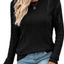 EVALESS Sweaters for Women Cable Knit Crewneck Pullover Sweater Tops Fall Winter Women's Clothing 2025 (Black, L)