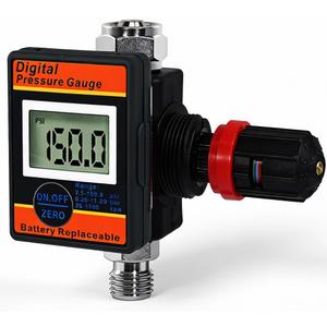 LE LEMATEC Digital Air Pressure Regulator with Locking Valve for Air Slip Prevention, 1/4 NPT Inline Airflow Regulator Up to 160 PSI for Air Compressor, HVLP Spray Paint Gun & Pneumatic Tools (DAR03B)